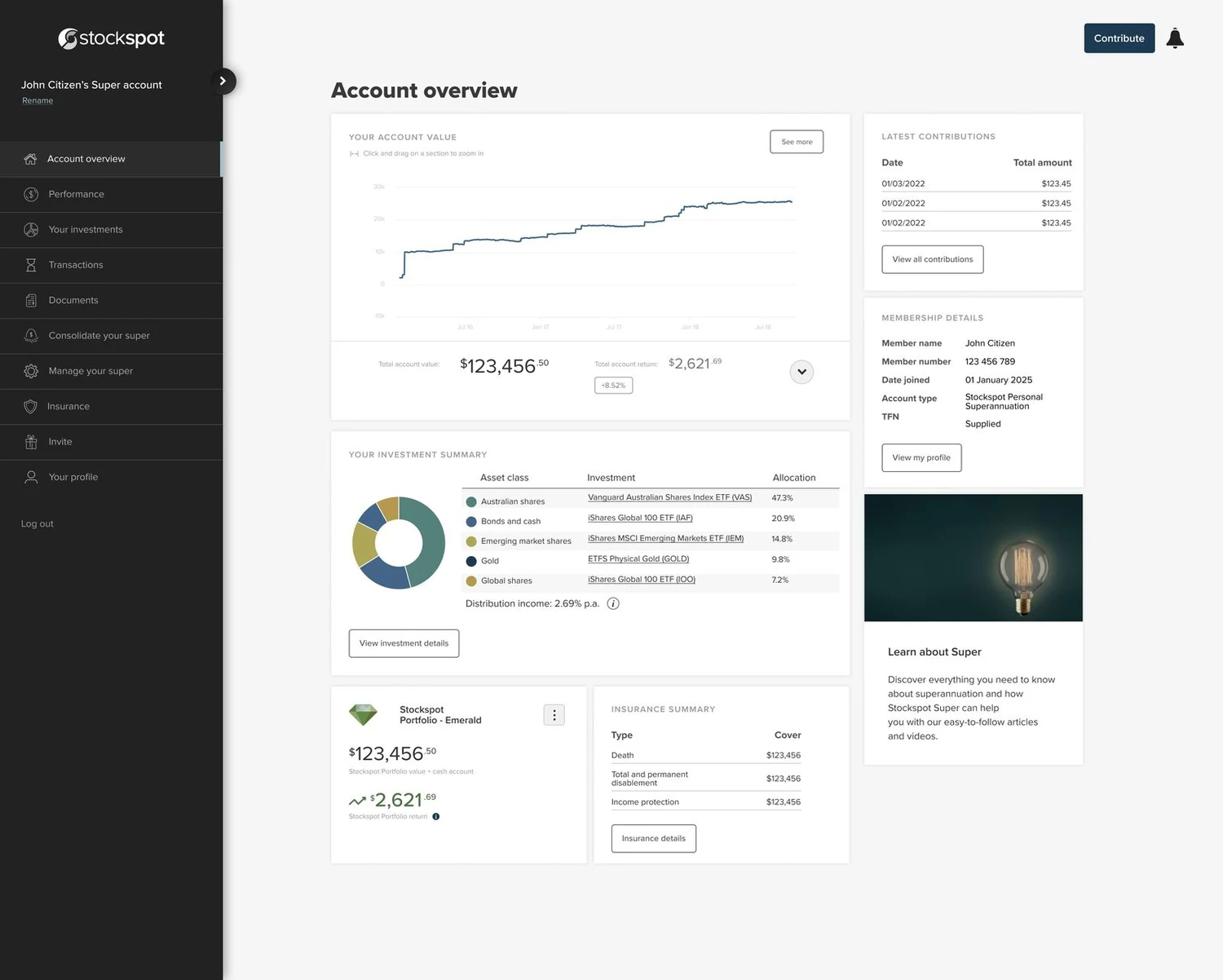Dashboard, active state